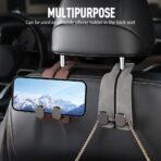 Suede Leather Car Seat Hook, 2026 New Car Seat Back Storage Hook, Car Purse Hook Seat Back Hanger Storage Organizer, With Double Metal Hooks, Car Seat Headrest Hooks for Purses Bag (2pcs - Black) - Image 6