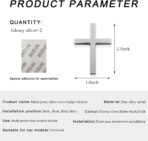 2PCS Metal Jesus Christ Cross Badge Stickers, 2.5"×1.8" Alloy 3D Individual Car Cross Sticker, Self Adhesive Scratch Covering Metal Cross Auto Emblem Decal for Car Body Fender Tail (Silver) - Image 2
