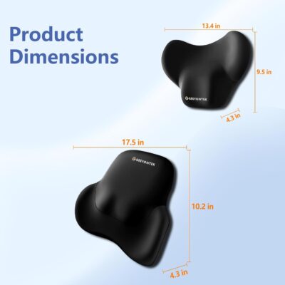 Car Lumbar Support Pillow and Neck Pillow kit for Back & Neck Pain Relief Ergonomic Memory Foam Car Seat Headrest & Lumbar Cushion with Adjustable Strap for Driving Seat/Office Chair Black - Image 6