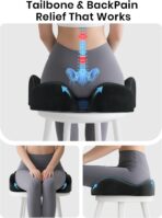 Benazcap Large Memory Foam Office Chair Cushion Seat Pad, Ergonomic Seat Cushion for Sciatica, Tailbone & Back Pain Relief, Car Seat Cushions for Driving - Image 5