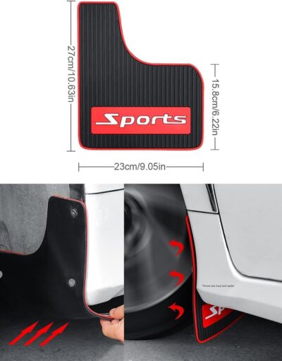 Universal Mud Flaps for Cars & Sedans - 4PCS Short (10.6"x9") Classic Splash Guards, Drill-Mount Installation with Tools & Screws - Image 7