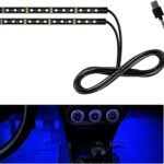 Car LED Strip Light, 12V 24 LEDs Neon Ambient Lighting Night Light w/Cigarette Adapter Plug, Under Dash Atmosphere Lights Decorative Lamp (Blue, USB Port)