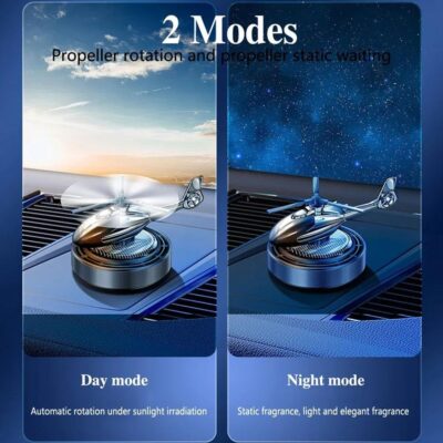 Solar Car Air Freshener, Helicopter Solar Energy Rotating Aromatherapy Aroma Diffuser Long Lasting Fragrance Perfume Car Accessories Cars Interior Decoration Ornament (Silver/Red/Black) - Image 4