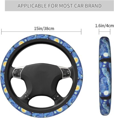 Starry Night Steering Wheel Cover, Non Slip Durable Auto Car Accessories Universal 15 Inch - Image 5