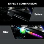 Interior Car Ambient Lighting Kit, 43.3 Inches RGB USB LED Ultrathin Acrylic Strip Lights Neon Accessories for Cars Truck SUV Center Console Dashboard with APP&Remote Control - Image 6