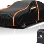Car Cover Waterproof All Weather for Automobiles Winter Snowproof Rain UV Protection Heavy Duty Outdoor Sedan Car Cover & Car Snow Cover Universal Fit for Sedan Length Up to 194’’
