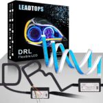 LEADTOPS Flexible LED Strip 2 Pcs 24 Inch Dual Color Headlight Surface Tube White & Amber Daytime Running Waterproof Switchback Sequential Lamp Turn Signal