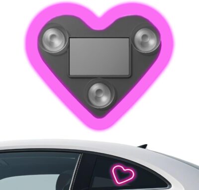 LED Atmosphere Light – Solar Car Lamp, Interior Accessory | Triangle Window Heart Shaped Design, Wiring Free Love Illumination for Night Driving, Romantic Mood Decoration, Stylish Vehicle - Image 7