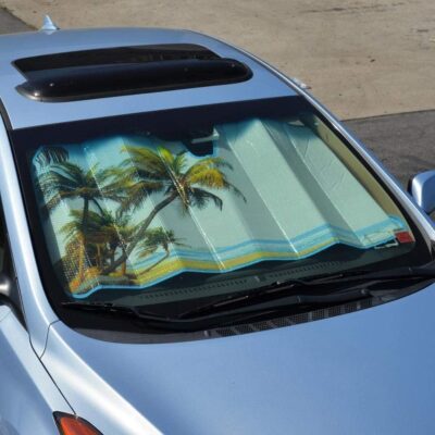 BDK Palm Tree Tropical Island Front Windshield Sun Shade Accordion Folding Cute Car Window Shades for Truck & Car Sunshade Shield for Sun UV Rays - Visor Protector Keeps Vehicle Cool - 58 x 27 inches - Image 6