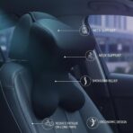 Car Neck Pillow for Driving Seat Car headrest Pillow/Gaming Chair Pillow with Adjustable Strap Removable Cover Ergonomic Design Neck Support Pillow for auto, Office Chair, Gaming Chair(Black) - Image 4