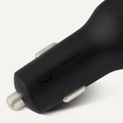 Amazon Basics Fast-Charging Car Charger, Dual-Port, 1 USBC+1 USB-A, 48W, Black - Image 3