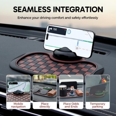 Mobile Phone Bracket Anti-Slip Mat, Multifunction Car Dashboard Mat with Temporary Parking Number, Large Universal Fit Anti-Slip Mat for Phones, Sunglasses and Keys Gadget (Black-Gray) - Image 3