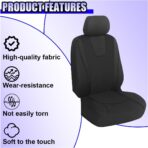 YoRise 2PCS Car Seat Covers, Comfortable Breathable Front Seat Covers, Highly Elastic Automotive Seat Protector Cover Accessories for RV, SUV, Truck, Sedan (Black) - Image 4
