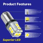 CANBUS BA9S White Extra Bright Car Interior Exterior Replacement Bulb Bayonet Base BA9 53 57 1445 1895 64111 Size Reading Map Dome Side Door Courtesy LED Light 12V 24V (Pack of 4) - Image 4