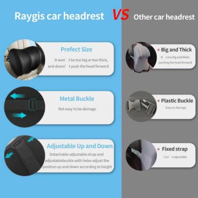 Car Neck Pillow Adjustable Up and Down Style 2 Pack,Car Headrest Pillow for Neck Support Relieves Driving Fatigue, Soft Memory Form and Ergonomic Design Fits Most Heights and Car Seats (Black) - Image 5