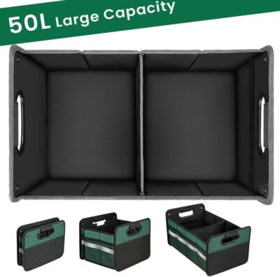 Car Trunk Organizer, Car Storage Organizer, Collapsible Multi Compartment for Car, Suv, Sedan, Truck, 100L, Extra Larger (Green, 50L) - Image 3