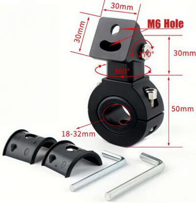 Motorcycle Spotlight Bracket, Light Bar Mounts for Driving Fog Lights, 360 Degree Adjustment Tube Clamp Mounting Bracket Fit 0.7"-1.25" ATV UTV Roll Bar (2 Pcs) - Image 4