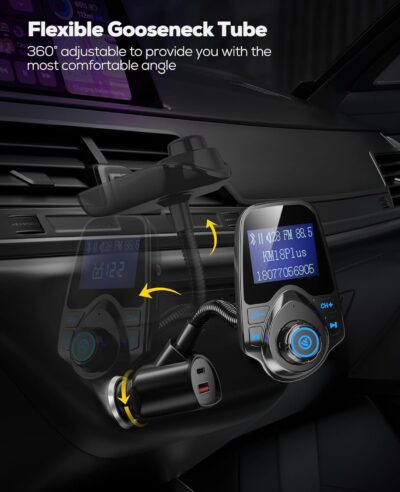 Nulaxy [2026 KM18 Upgraded Version] 48W Bluetooth 5.4 Car Adapter with Fasting Charging Ports [PD 30W & QC3.0 18W], Supports Hands-Free Call, 1.44" Screen Wireless Radio FM Transmitter, Black - Image 7