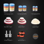 Car Foam Drill Polishing Pad Kit, 44Pcs 1inch 2inch 3inch Detail Polishing Buffing Pad Mix Size Car Detailing Kit with 5/8-11 Thread Backing pad & Adapters for Buffer Polisher Polishing, Buffing - Image 7