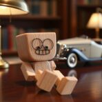 Shaking Wooden Man,Shaking Wooden Man Figurine with 12 Magnetic Expressions,Funny Dashboard Figurine,Handmade Wobble Doll for Car Accessories and Desk Decoration - Image 6