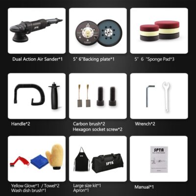 Buffer Polisher, SPTA 5-Inch 125mm Dual Action Random Orbital Car Polisher,Car Detailing Kit, 4Pcs 5inch & 4Pcs 6Inch Polishing Pad,Packing Bag for Car Polishing and Waxing--DAPSET-US - Image 2