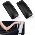 2PCS Car Knee Cushion,Soft Leather Car Door Armrest Pad for Knee Leg Elbow,Universal Car Center Console Cushion Pad Comfort Pillow for Automotive Interior Accessories (Black)