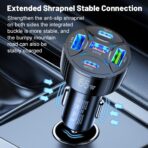 Super Fast Charging USB-C Car Charger Adapter, 65W 5-in-1 Multi-Port PD30W & QC3.0 Cigarette Lighter USB Charger for iPhone/Android/Samsung/iPad Pro (Black) - Image 4
