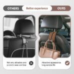 Suede Leather Car Seat Hook, 2026 New Car Seat Back Storage Hook, Car Purse Hook Seat Back Hanger Storage Organizer, With Double Metal Hooks, Car Seat Headrest Hooks for Purses Bag (2pcs - Black) - Image 3