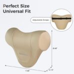 Coverado Car Headrest Pillow, Ergonomic Memory Foam Car Neck Pillow for Driving Seat with Adjustable Strap, Soft PU Leather Breathable Removable Cover Neck Support for Neck Pain Relief - Beige - Image 7