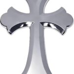 Car Stickers,3.25" x 2.2" 3D Cross Automotive Decal,Car Accessories Jesus Christian Metal Cross Cars Emblem,Self Adhesive Automotive Exterior Accessories,Applicable to All Vehicles (Sliver)