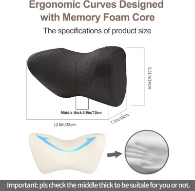 iwantit® Car Neck Pillows with Memory Foam, Neck Supporting for Long Time Driving, Adjustable Straps and Comfy Outer Cover(Black,1Package, Large Size) - Image 4