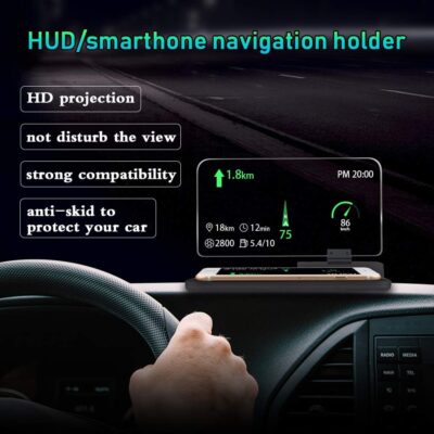 Car GPS Mobile Head Up Display Holder with HD Image Reflection for HUD, Smartphone, iPhone, Samsung, Car Navigation (Up to 6 Inches) - Image 2