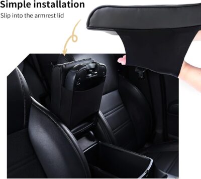 Car Center Console Heighten Cover, Leather Memory Foam Car Armrest Booster Pads, Leather Car Armrest Cover Protector, Suitable for Most Vehicles, SUVs, Trucks, Cars (Black) - Image 6