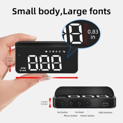 Heads Up Display for Cars, Windshield Speedometer Projector HUD M1white ,Digital Speedometer for Car with Speed,Driving Direction,Overspeed Alarm,Fatigued Driving,Suitable for all models - Image 8