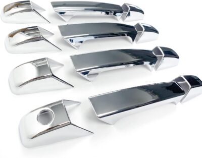 Chrome Door Handle Covers Trim Compatible with Chevrolet Silverado Tahoe Suburban Avalanche 2007-2013 GMC Yukon Sierra 2007-2014 Escalade 2007-2014 for 4 Doors Without Passenger Keyhole - Image 7
