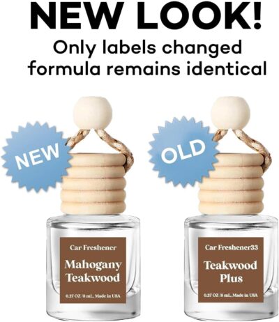 C Classy Car Air Freshener Hanging 2 Pack, Mahogany Teakwood Essential Oil Diffuser for Cars, Cute Glass Bottle Car Accessories for Women & Men Gift, Long-Lasting Fragrance, Made in USA - Image 7