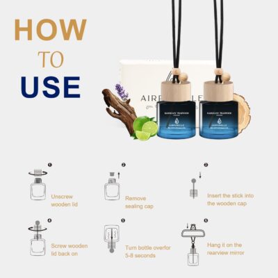 Car Air Freshener Hanging 2 Pack Car Air Fresheners Diffuser - Mahogany Teakwood Fragrance Oil Air Diffuser for Car, 45+ days Long Lasting Car Fresheners Fragrance, Two 0.27 FL OZ/8ML Made in USA - Image 6