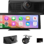 8.1" Portable Wireless Carplay Car Stereo, Apple CarPlay & Android Auto, 2K Built-in Dash Cam, 1080P Backup Camera, Plug & Play Touchscreen with Offline GPS Navigation, Bluetooth 5.2 for Truck SUV RV