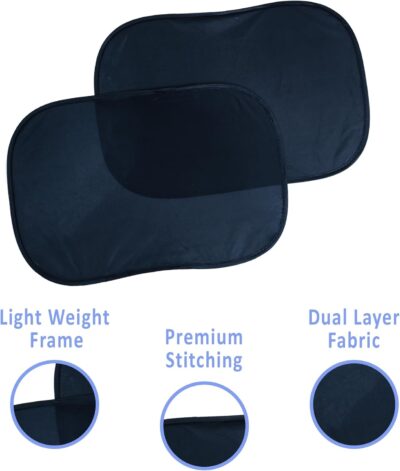 Mindful Design - Car Window Shades for Baby (2 Pack) - 21"x14" Sun Shade Blocker - Glare Shield and UV Rays Protection for Your Child - Side Window Screens for SUV - Mesh Car Window Shades for Baby - Image 2