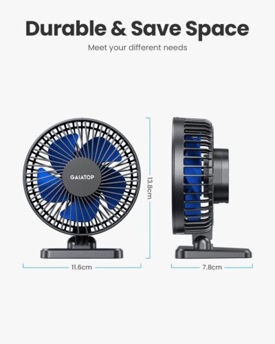 Gaiatop USB Desk Fan, Small But Powerful, Personal Portable Quiet 3 Speeds, Adjustable Mini Table Desktop fan for Cooling Home Office Car Summer Travel Gifts Blue - Image 5