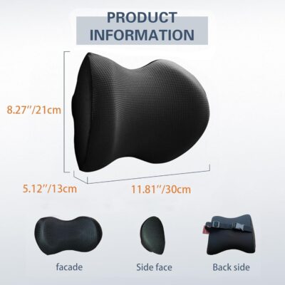 Super Comfy Car Headrest Pillow, Car Pillow for Neck Pain Relief with Adjustable Strap, 100% Memory Foam & Breathable Removable Cover, Ergonomic Design - Softness Travel Car Neck Pillow(Black, 1PC) - Image 2