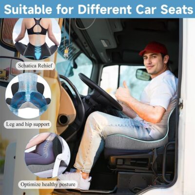 Memory Foam Truck Seat Cushion for Truck Driver Ergonomic Driver Seat Cushion with Lumbar Support & Sciatica Relief, Ideal Car Seat Cushions for Driving & Semi Truck & Office Chair - Image 2