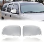 AUCERAMIC Chrome Mirror Cover Caps Fit 1999-2007 for Chevy Silverado Suburban Tahoe Avalanche 1999-2006 for GMC Sierra Yukon 2002-2006 for Cadillac Escalade (Stick-on Overlay)