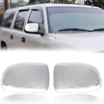 AUCERAMIC Chrome Mirror Cover Caps Fit 1999-2007 for Chevy Silverado Suburban Tahoe Avalanche 1999-2006 for GMC Sierra Yukon 2002-2006 for Cadillac Escalade (Stick-on Overlay)