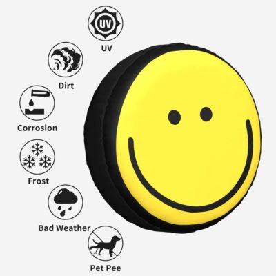 Smiley Face Tire Cover Weatherproof Dustproof Wheel Spare Tire Cover Wheel Protectors Universal Fit for Rv Trailer SUV Truck Camper 14 Inch - Image 9