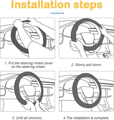 Bling Car Steering Wheel Cover, 15 Inch Rhinestones Soft Leather Elastic Steering Wheel Protector, Sparkly Crystal Diamond for Women Girls, Car Interior Accessories for Most Cars (Pink) - Image 4