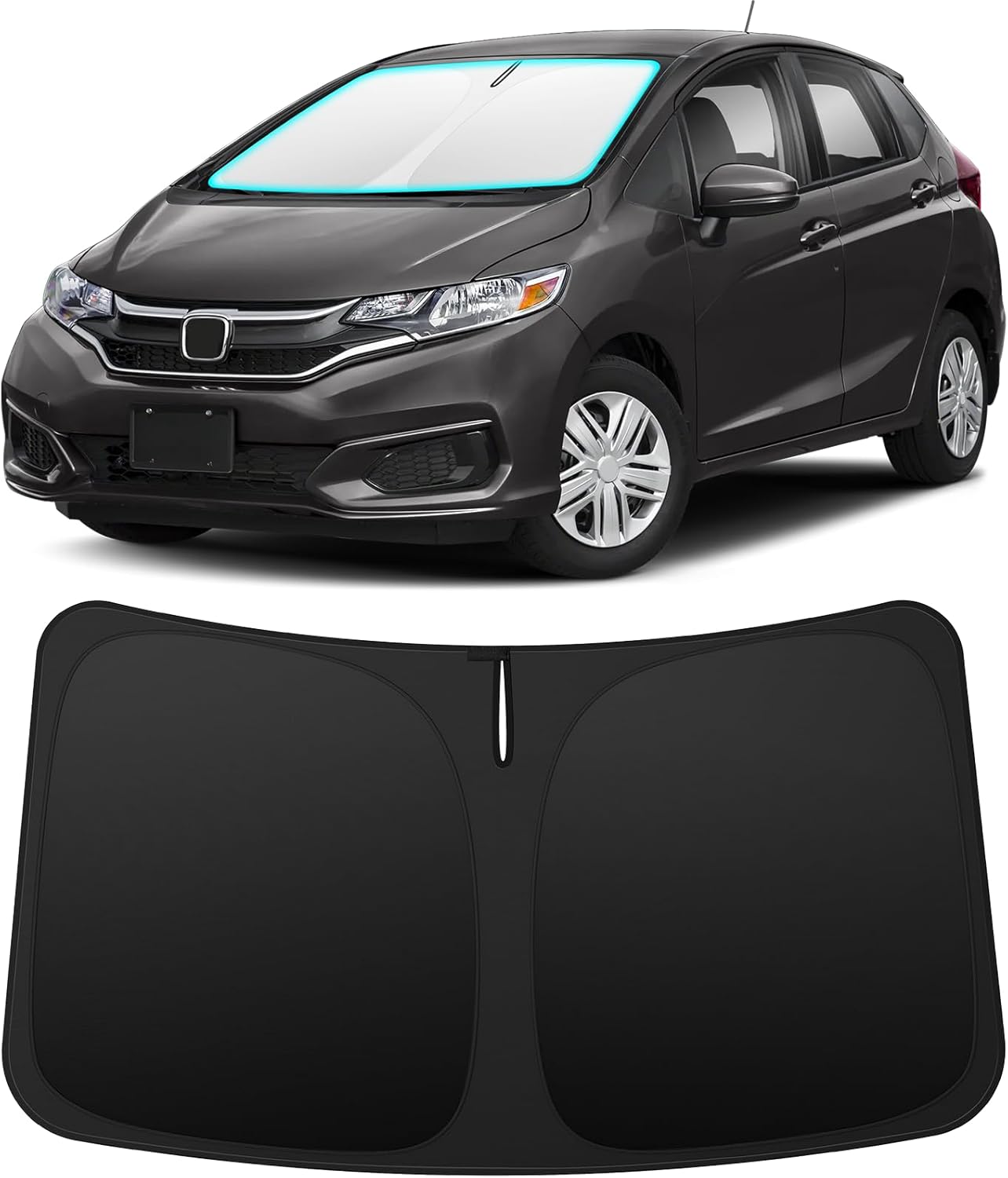 61s5iV5YssL._AC_SL1500_.jpg INSAUTO Custom Fit Windshield Sun Shade Accessories for Honda Fit 2007-2020, Foldable Front Window Sunshade, UV & Heat Reflector, Keeps Interior Cool, Includes Storage Bag - Image 1