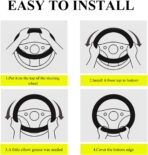 Car Steering Wheel Cover, Premium Leather Steering Wheel Protector with Anti-Slip Lining, Universal 15" Soft Breathable Auto Steering Wheel Cover, Interior Car Accessories (Black) - Image 3