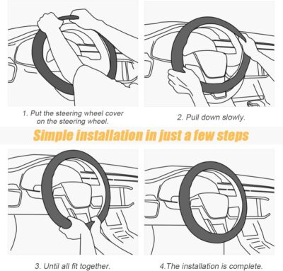 Moly Magnolia Carbon Fiber Steering Wheel Cover, Universal 15 inch Breathable Anti Slip, Fit Most Cars, Trucks, SUV (Carbon Fiber Coffee) - Image 5