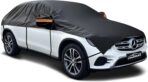 Half Car Cover SUV for Snow, Heavy Duty Roof Cover for All Weather Use, UV, Rain, Sun, Dust Protection Fits Compact/Medium SUV